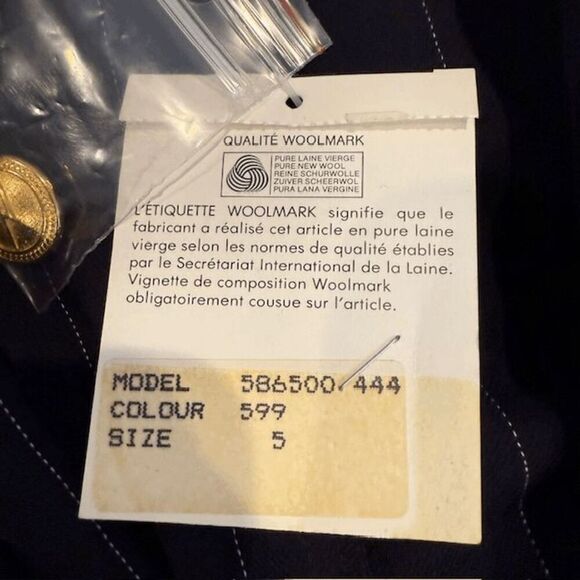 NWT Vintage Wool Rodier Blazer Dress Double Breasted Navy Pinstripe Size 12 (44) - Picture 7 of 13